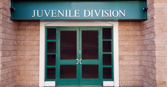 Front doors to a juvenile detention center