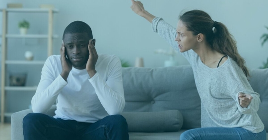 couple fighting man not wanting to hear nonsense